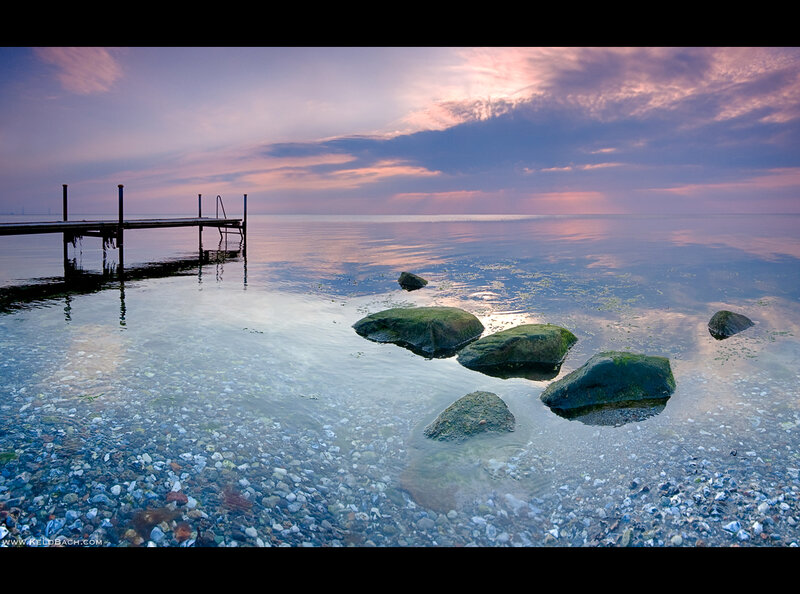 Docked Pier at Sunset — Purple, Serene
