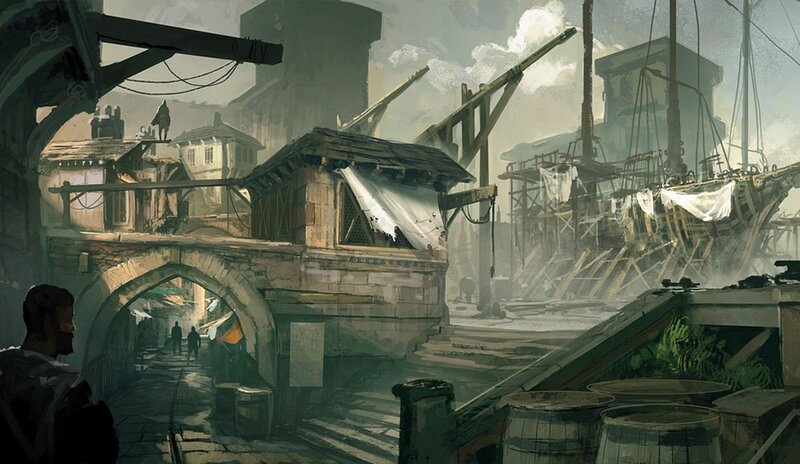 docked shipyard scene