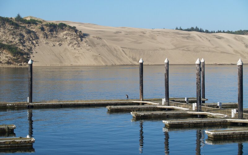 Docks at a sandy bay