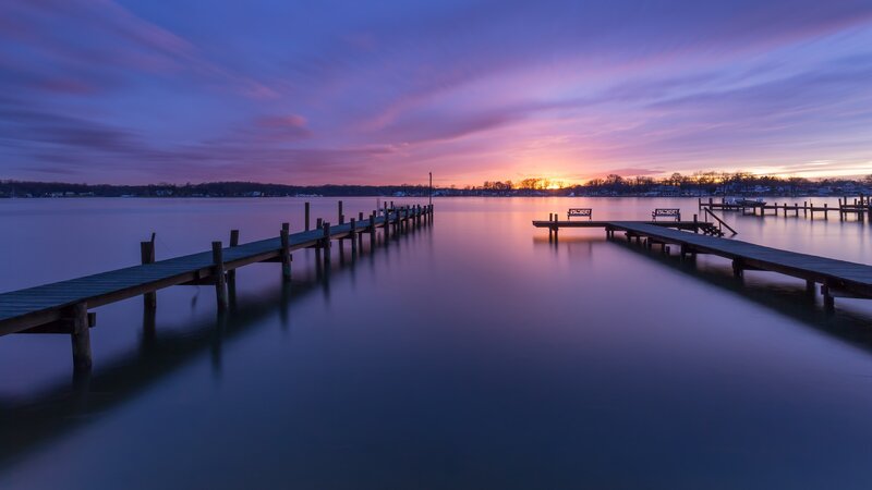 Docks at Sunset — Purple