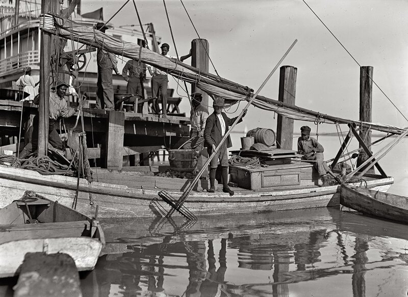 Dockside labor scene