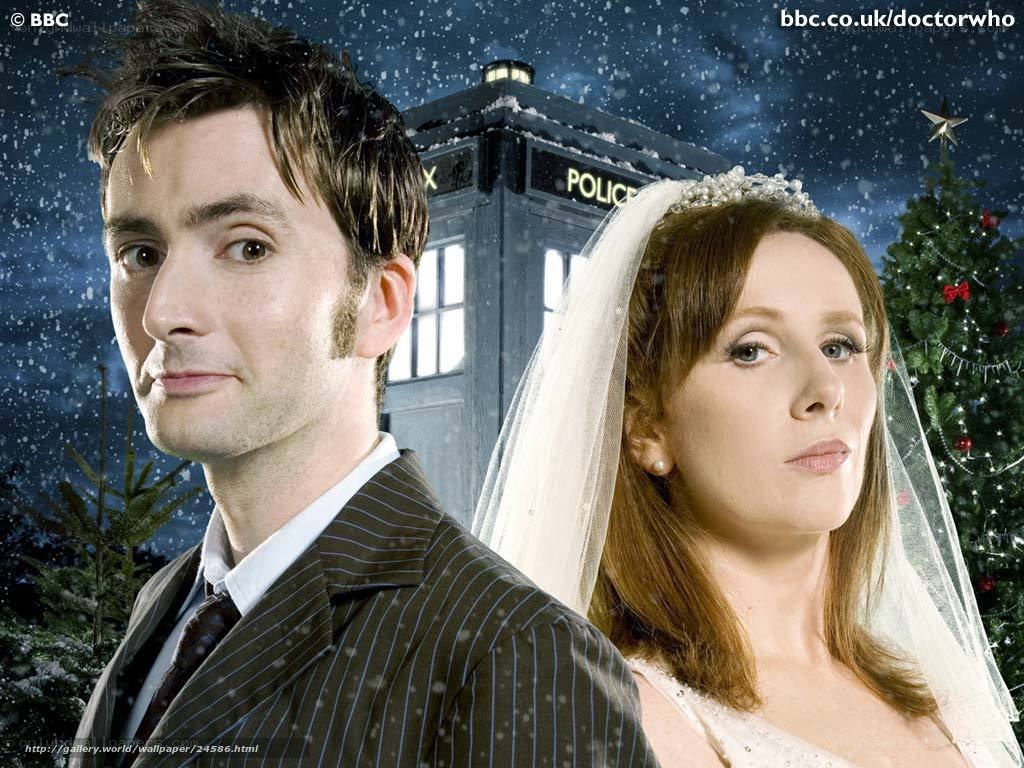 Doctor and bride in snowy scene