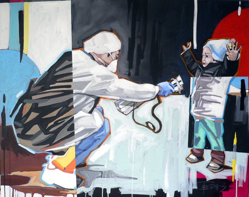 Doctor and child painting