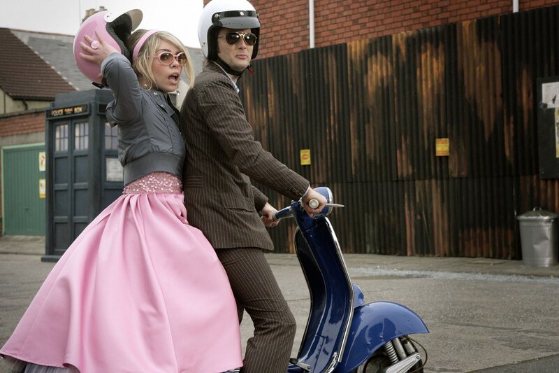 Doctor and companion on a scooter
