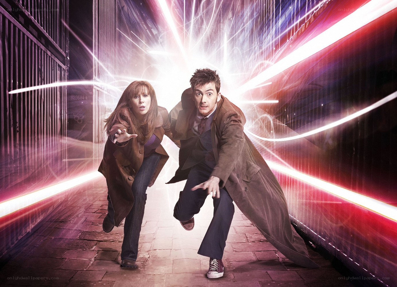 Doctor and companion running