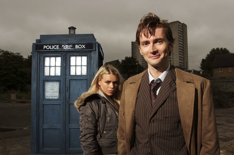 Doctor and companion with TARDIS