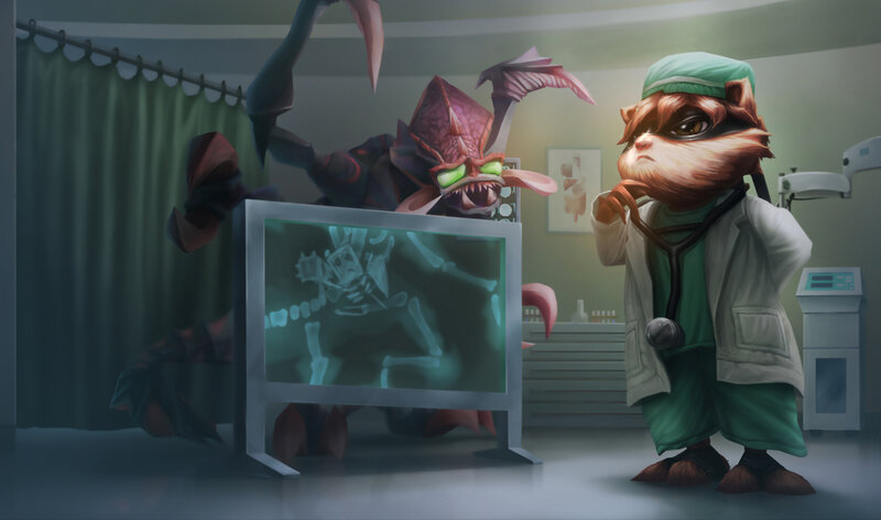 Doctor and monster in clinic