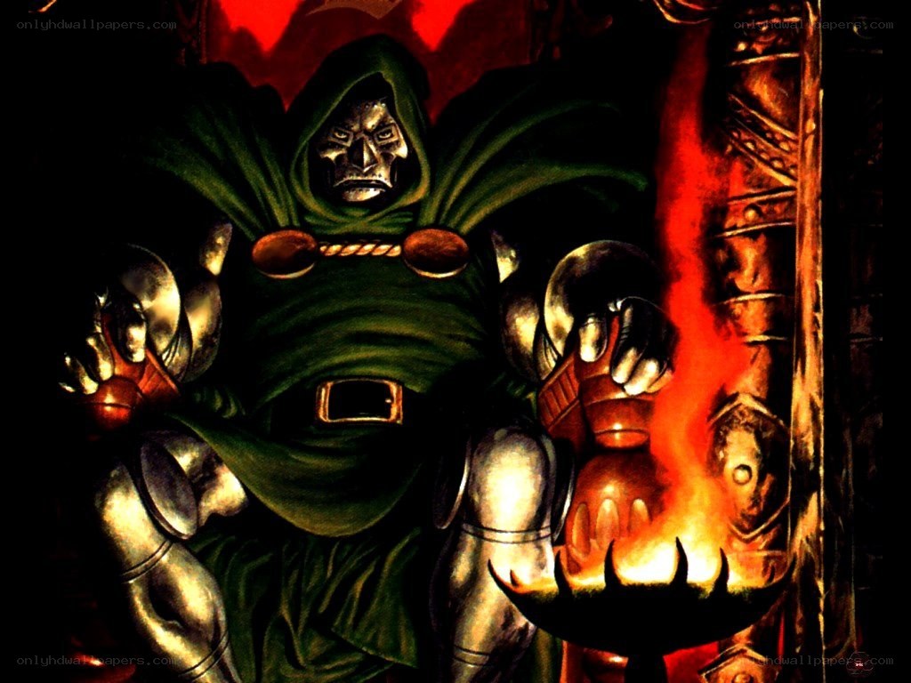 Doctor Doom in a fiery chamber