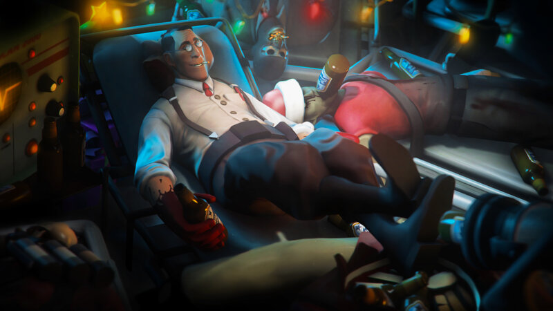 Doctor in a hospital bed