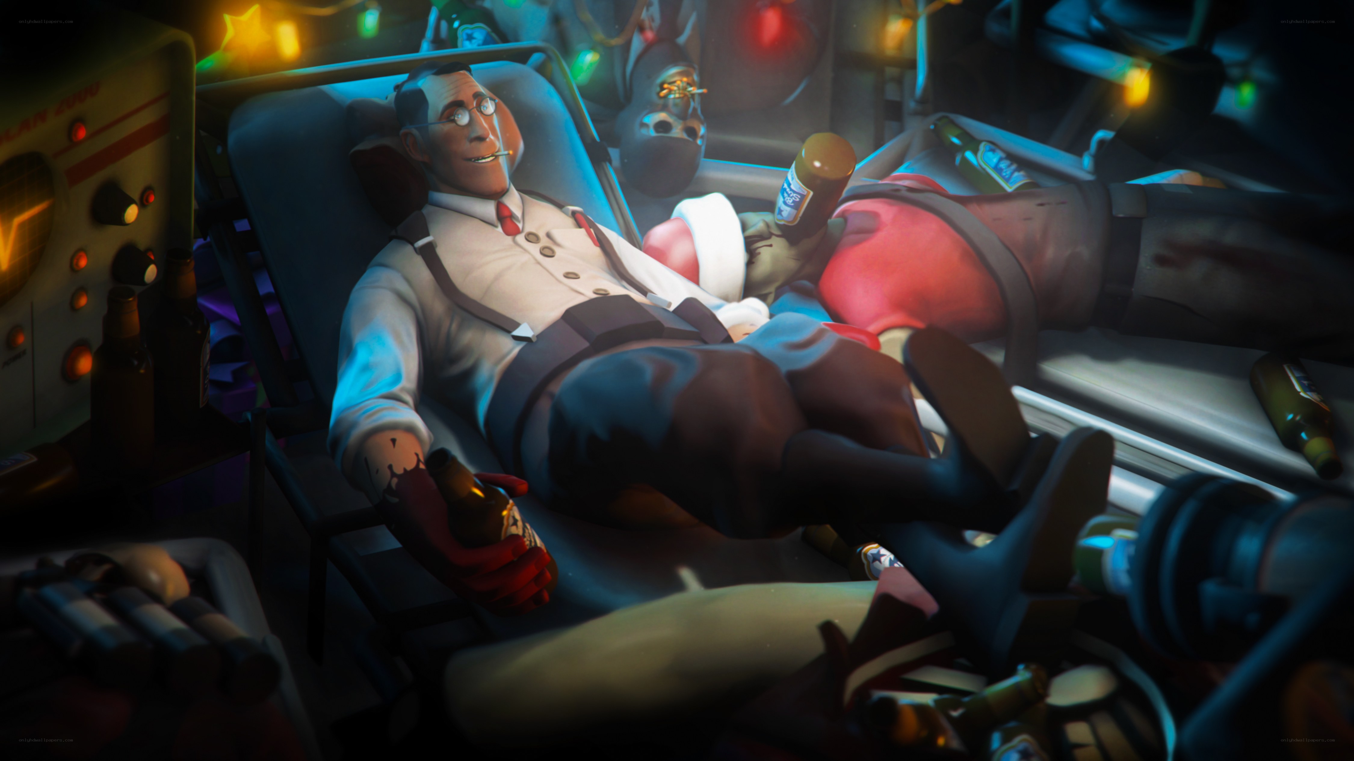 Doctor in a hospital bed