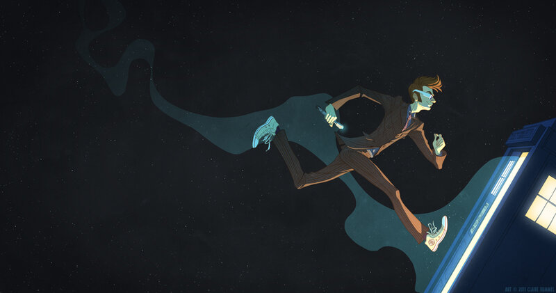 Doctor running through space