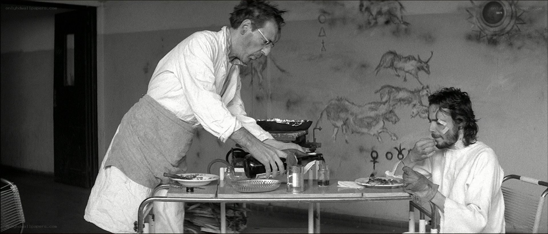Doctor serving patient in asylum