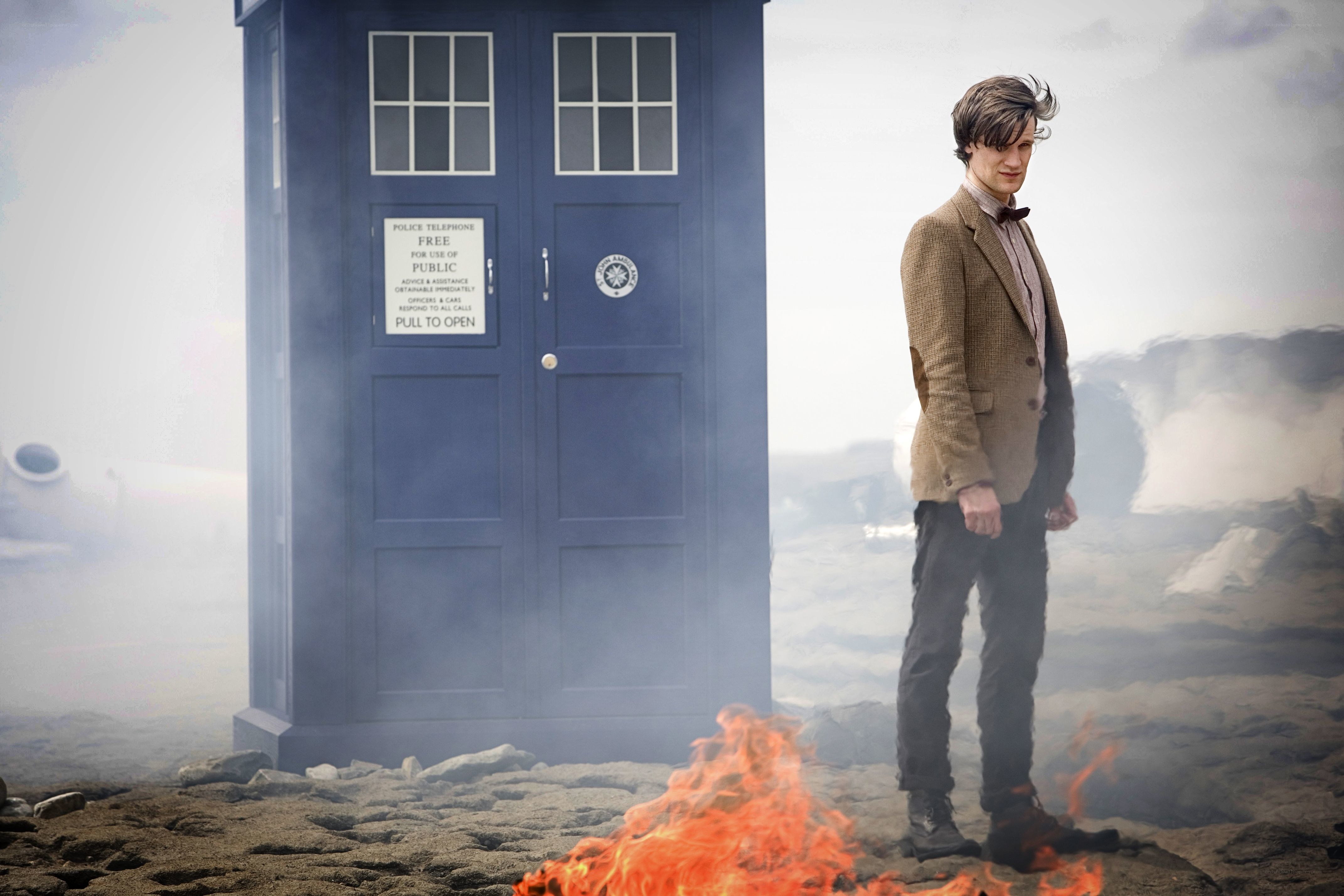 Doctor stands by TARDIS