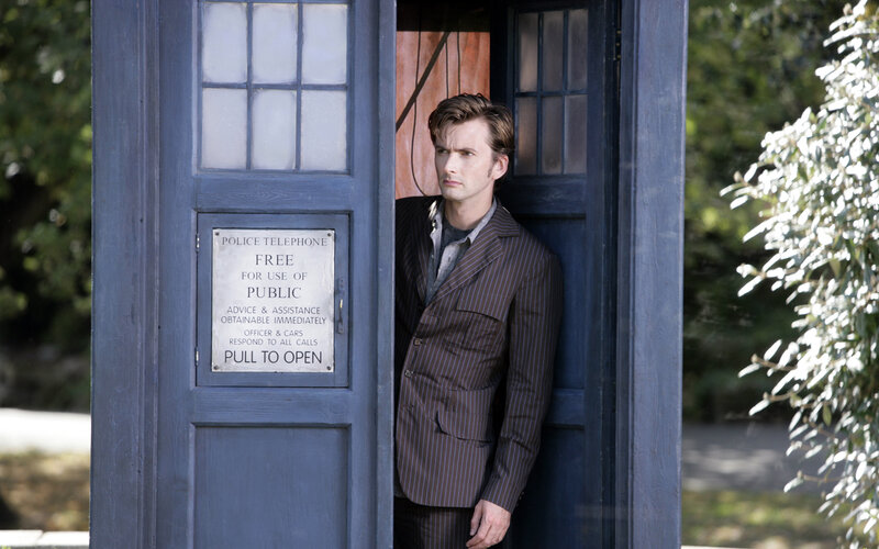 doctor stands in police box