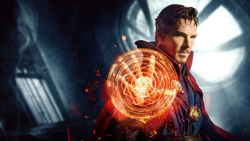 Doctor Strange Casting Spell — Red, Dramatic, Digital Art