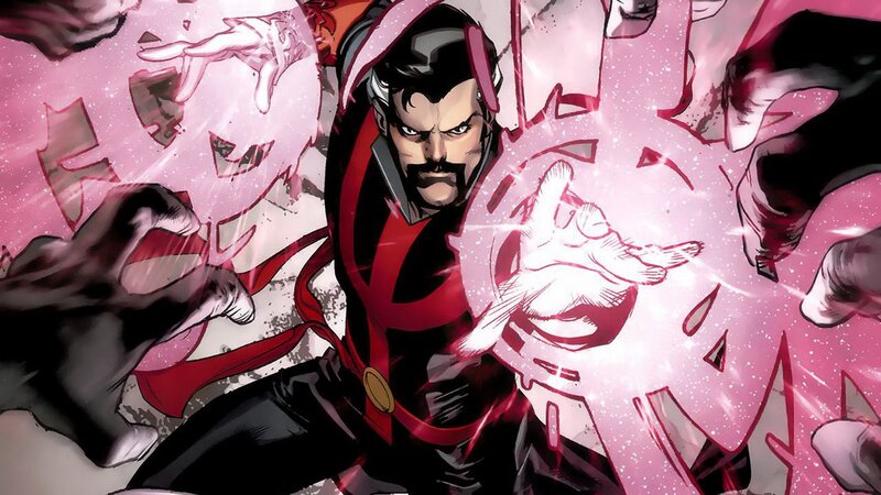 Doctor Strange Casting Spell — Red, Dramatic, Manga