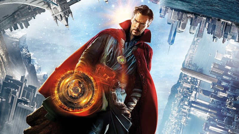 Doctor Strange in a cityscape