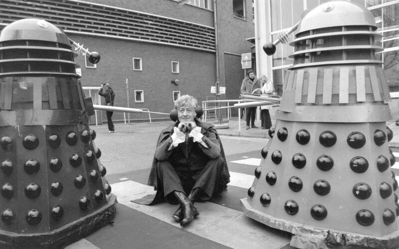 Doctor Who actor with Daleks