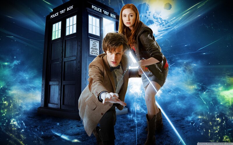 Doctor Who and companion in space
