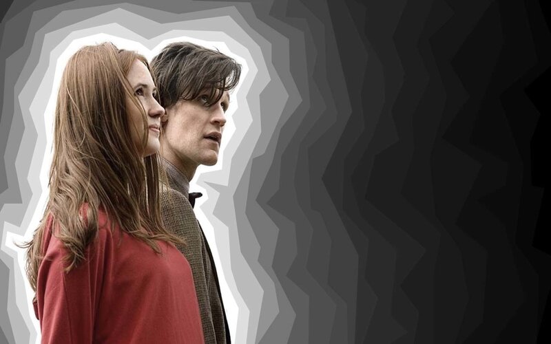 Doctor Who and companion side profile
