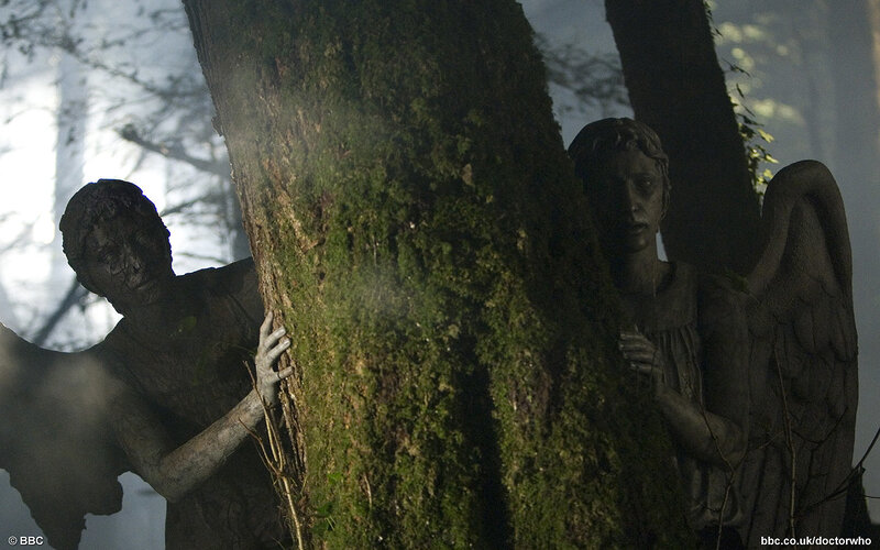 Doctor Who angels in forest