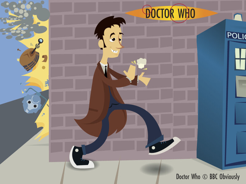 Doctor Who cartoon scene