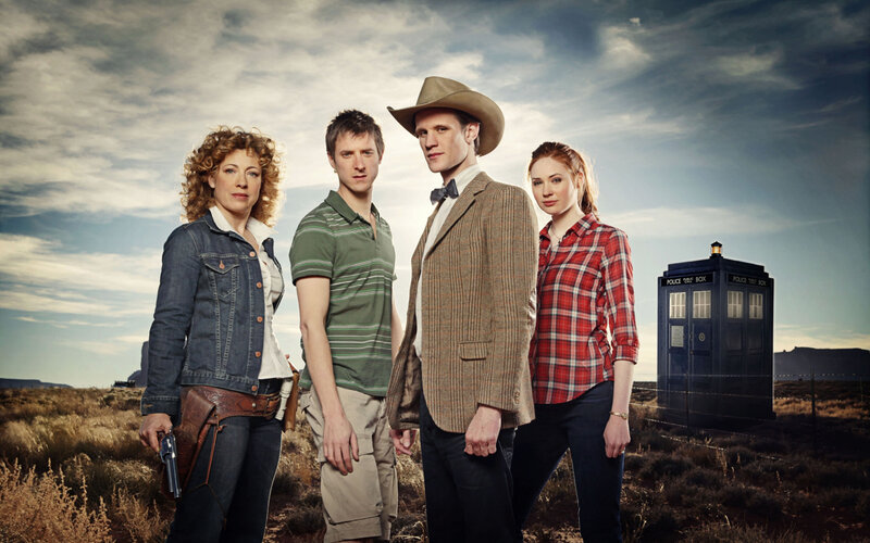 Doctor Who cast in desert