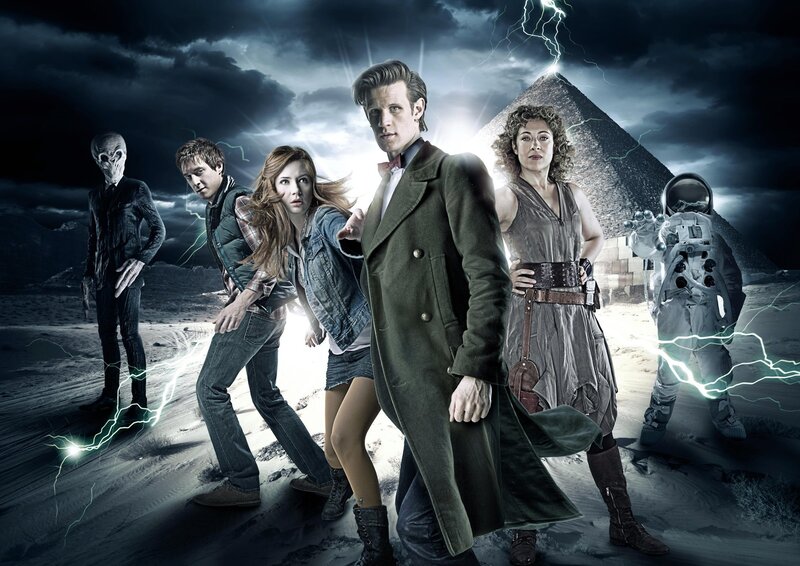Doctor Who cast in desert scene