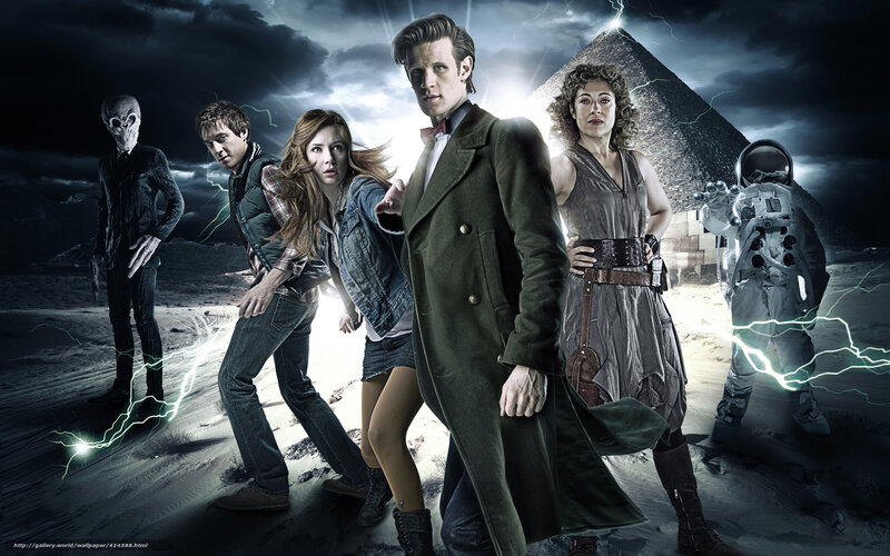 Doctor Who cast in desert scene