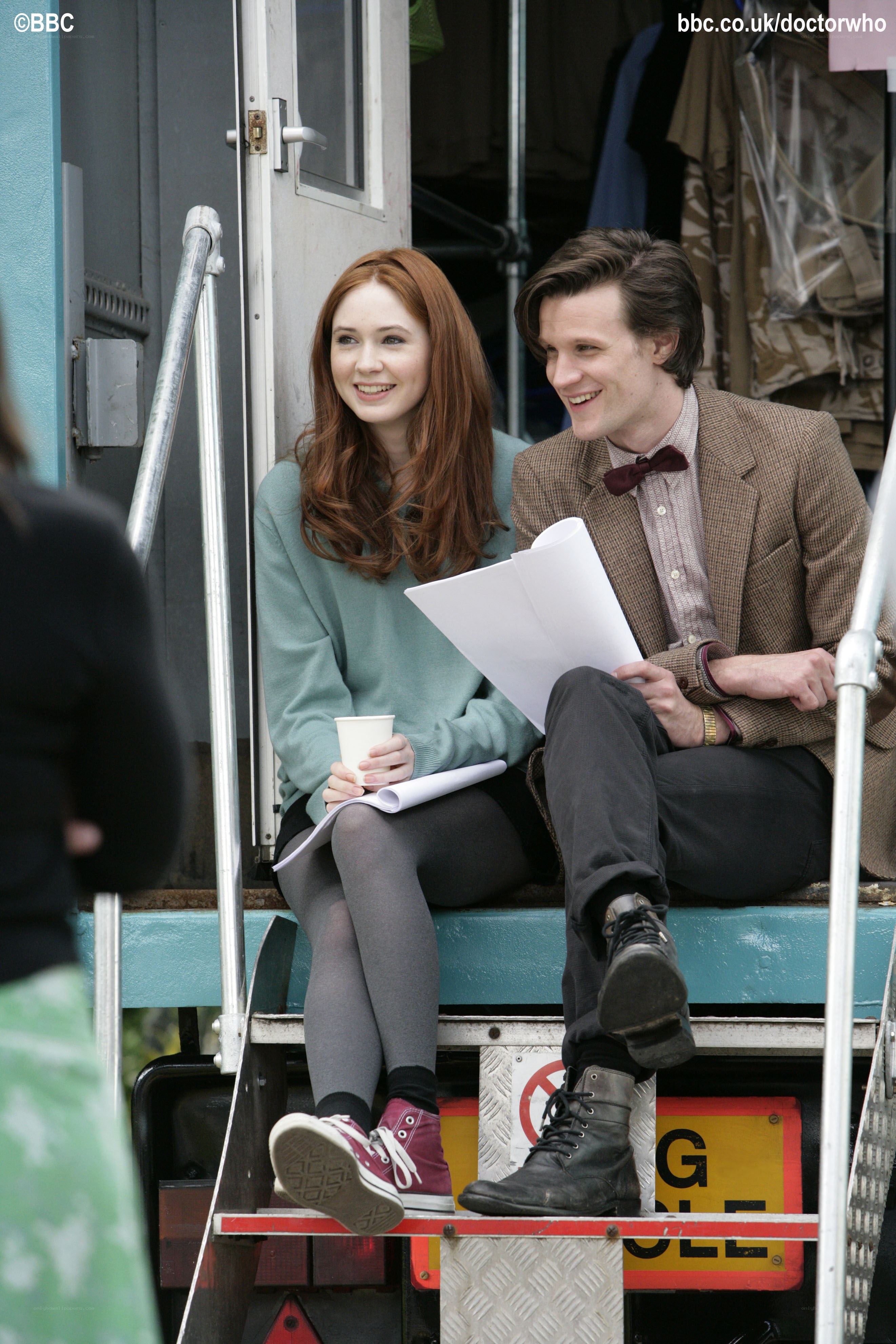 Doctor Who cast on set