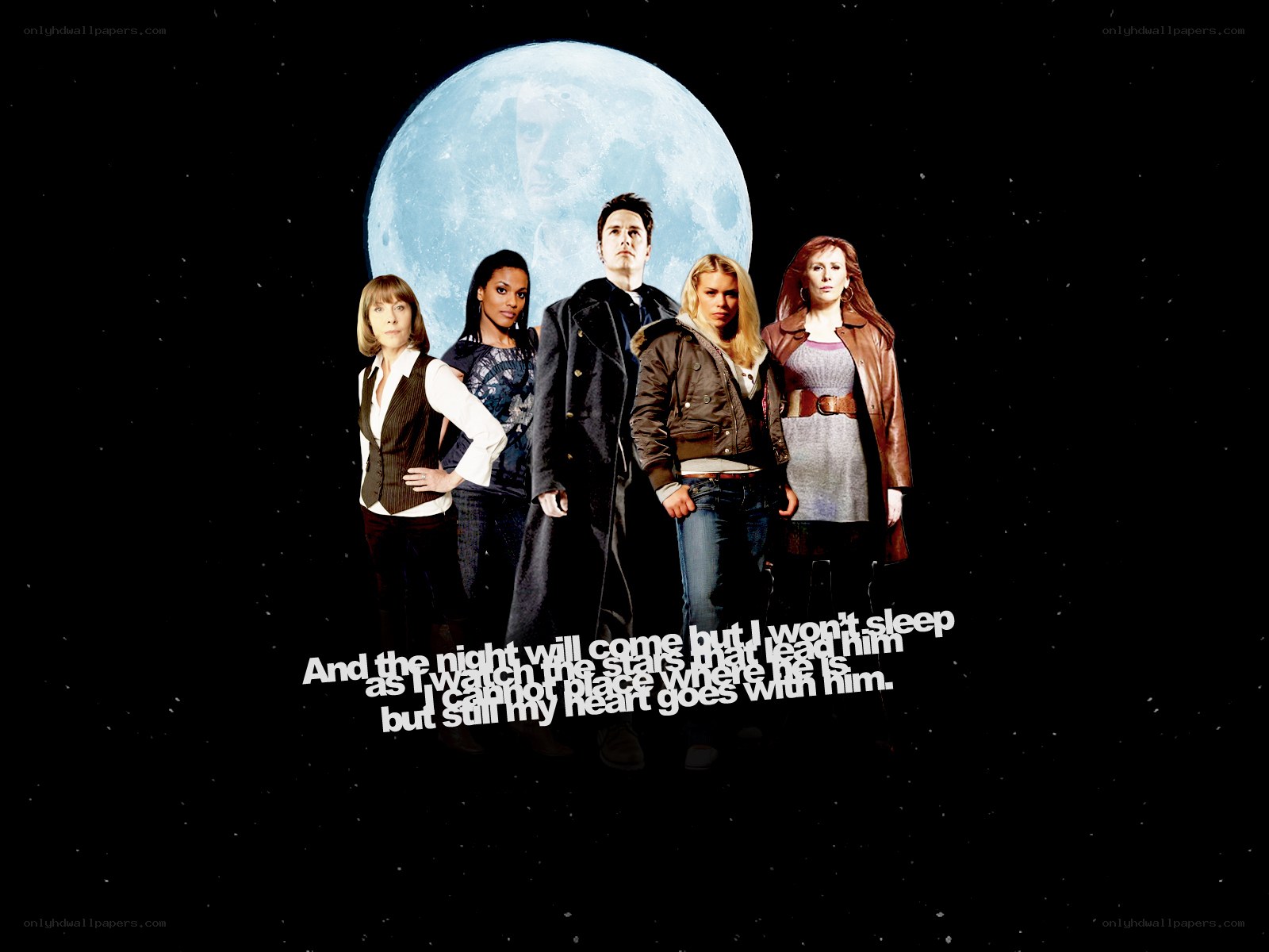 Doctor Who cast with moon