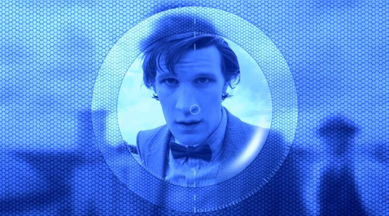Doctor Who character in blue circle