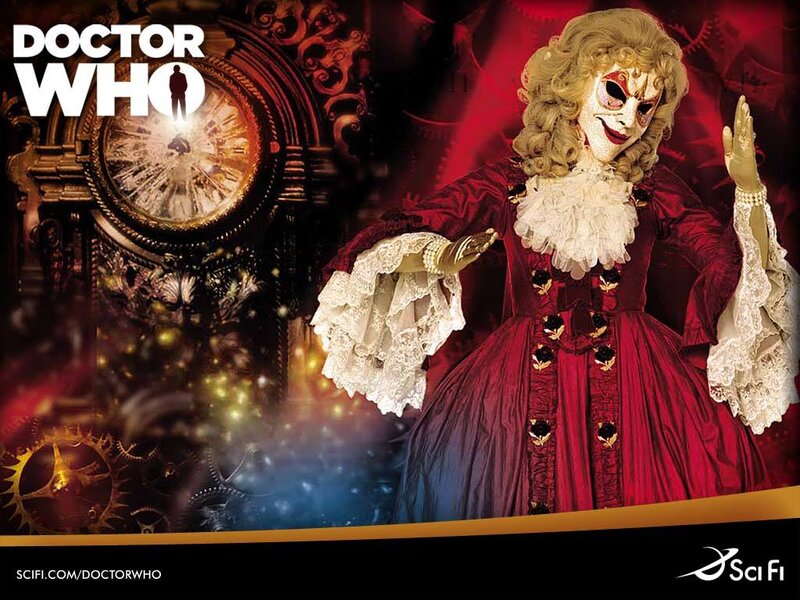 Doctor Who character in red dress