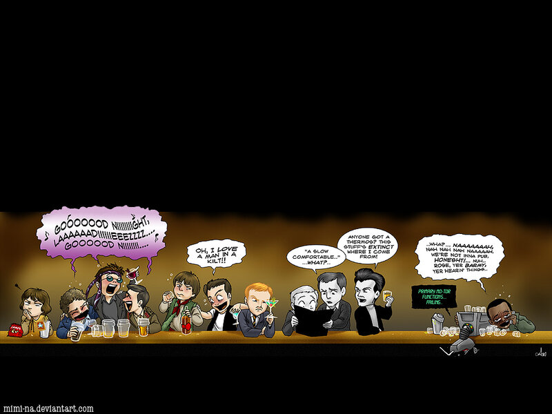 Doctor Who characters at a pub