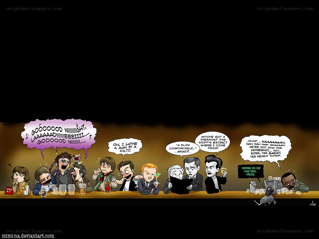 Doctor Who characters at a pub