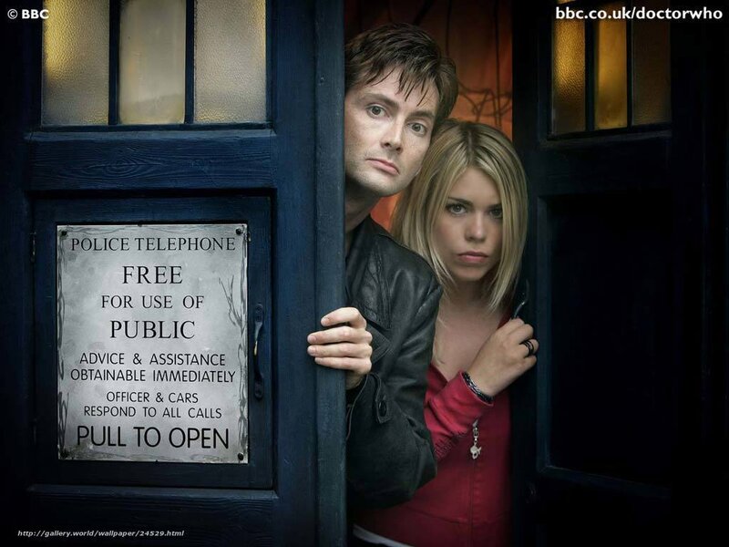 Doctor Who characters at TARDIS door