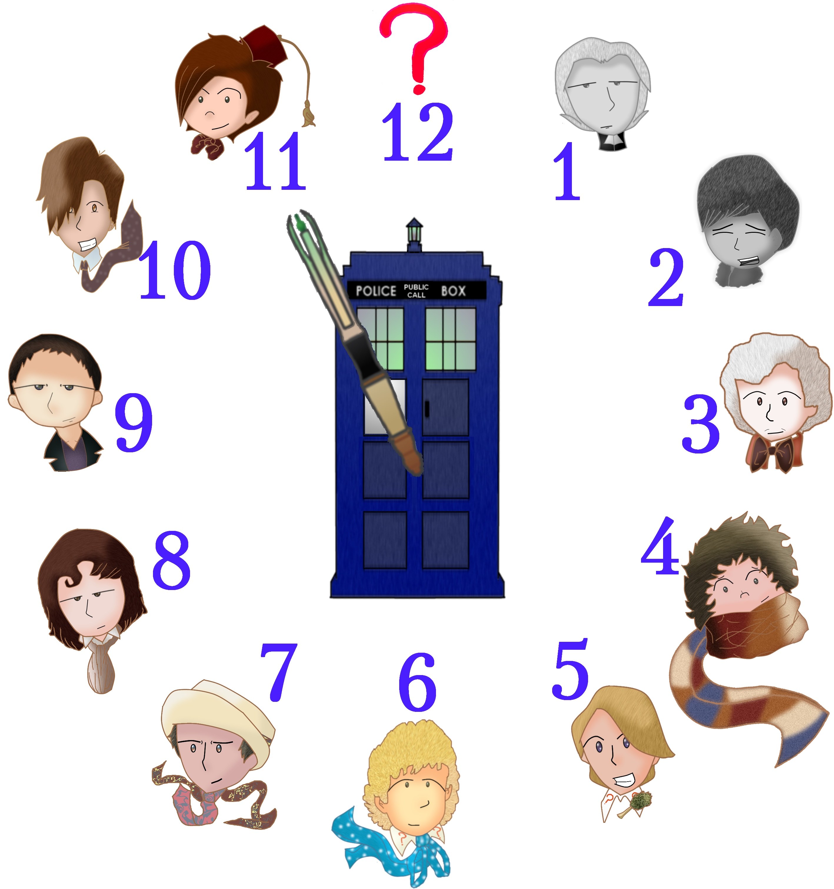 Doctor Who characters clock