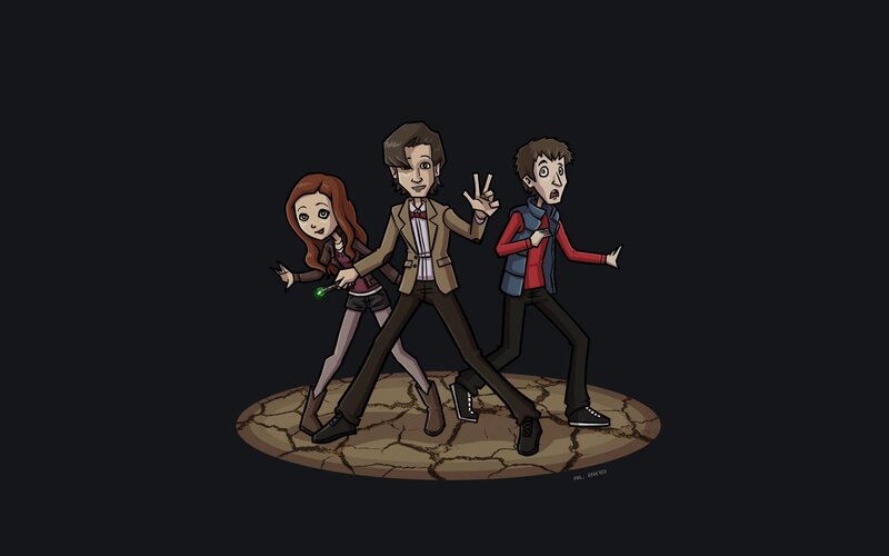 Doctor Who characters in cartoon style