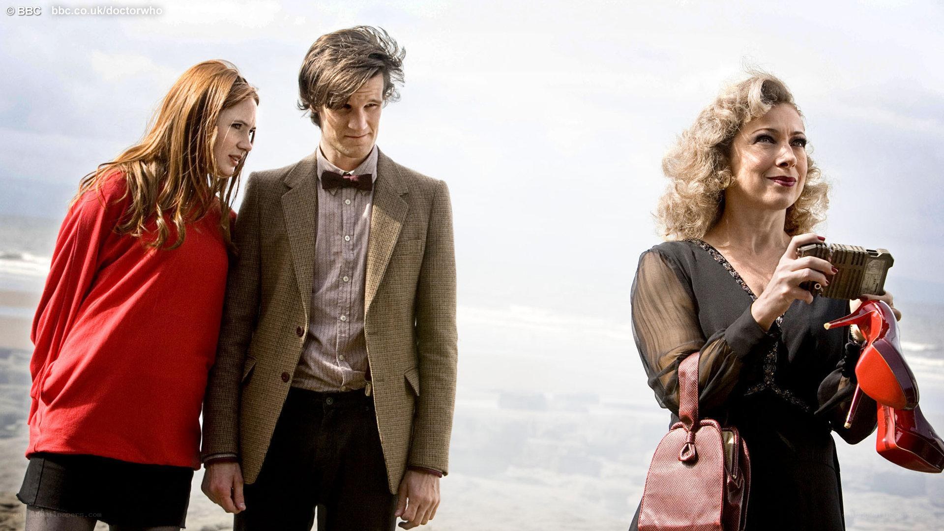 Doctor Who characters on beach