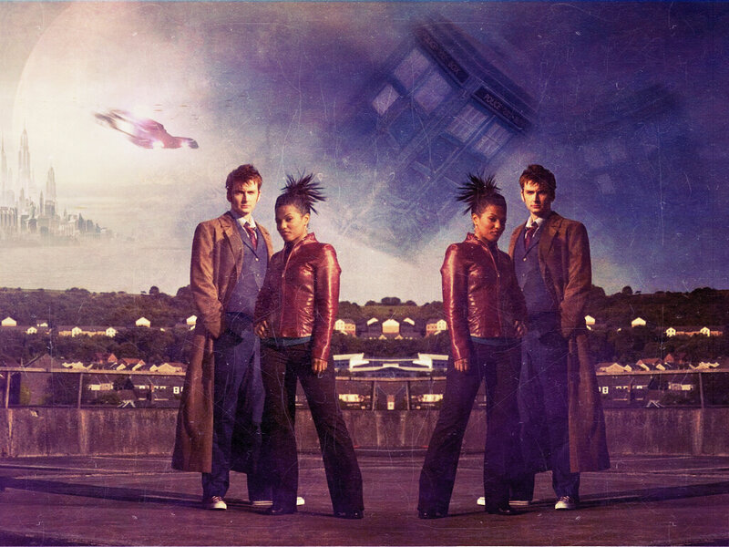 Doctor Who characters on rooftop