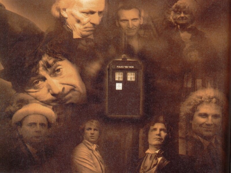 Doctor Who collage with TARDIS