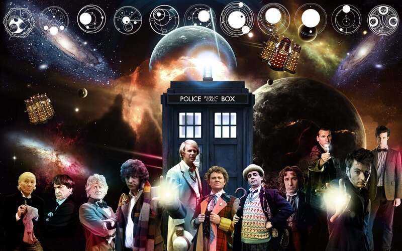 Doctor Who collage with TARDIS