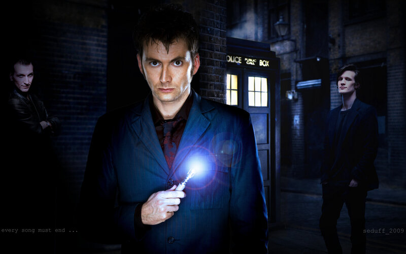 Doctor Who collage with TARDIS