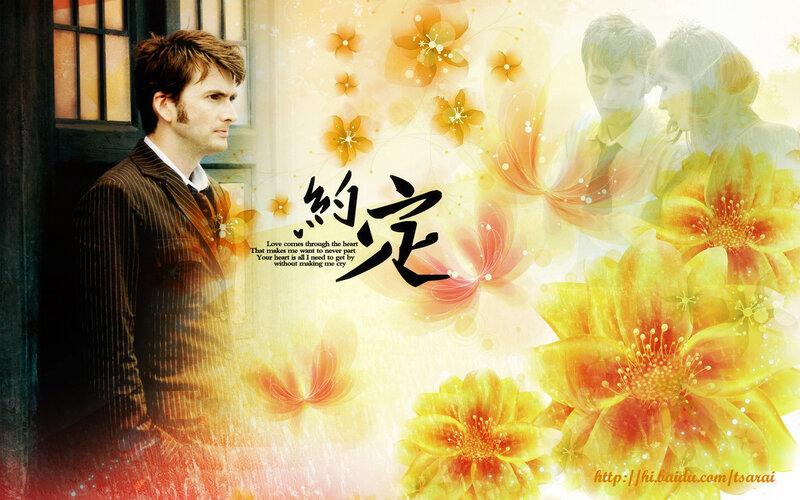 Doctor Who fan art with flowers