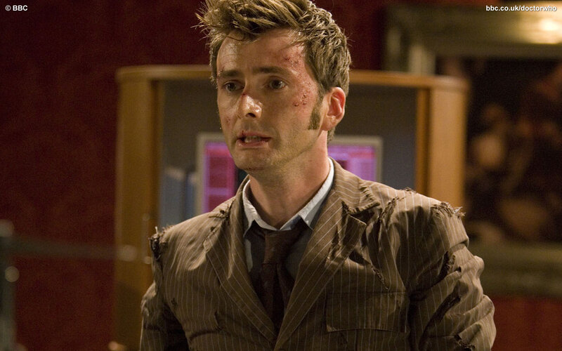 Doctor Who in a damaged suit
