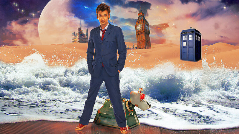 Doctor Who in desert landscape