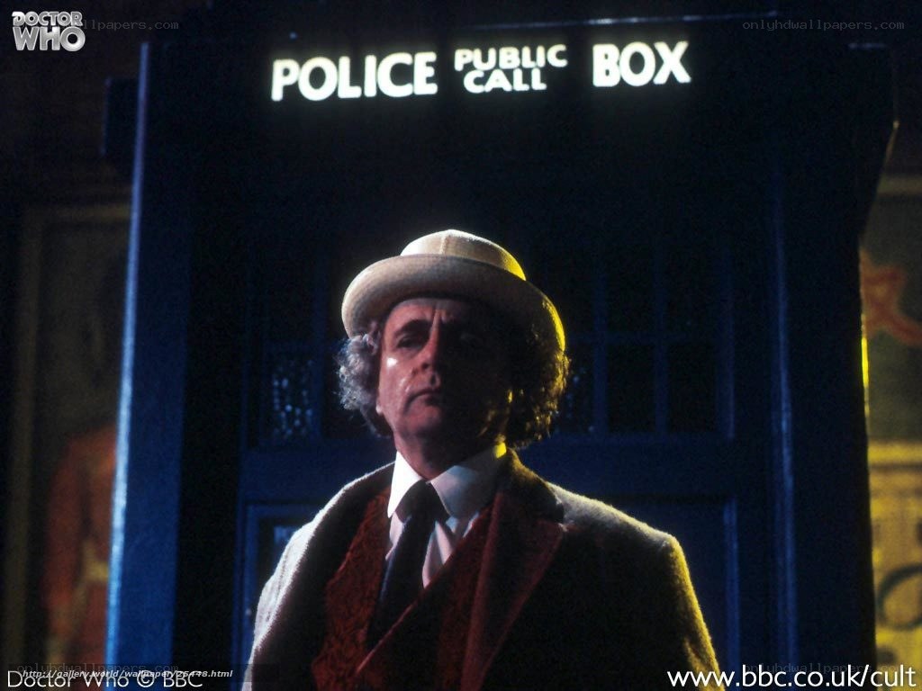 Doctor Who in front of TARDIS