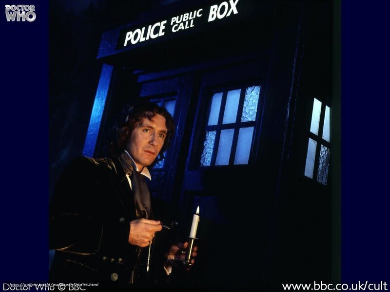 Doctor Who in front of TARDIS