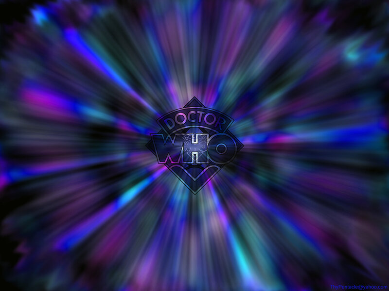 Doctor Who logo on colorful background