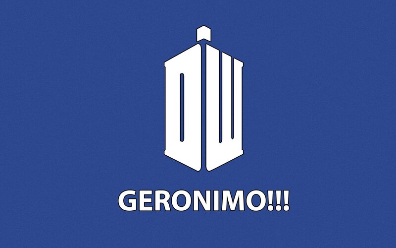 Doctor Who logo with Geronimo text